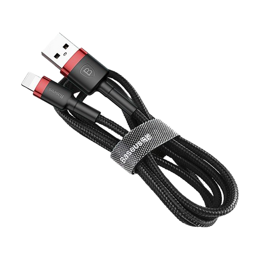 Kabel USB-A Lightning Baseus Cafule 2.4A 0.5m Czarno-czerwony