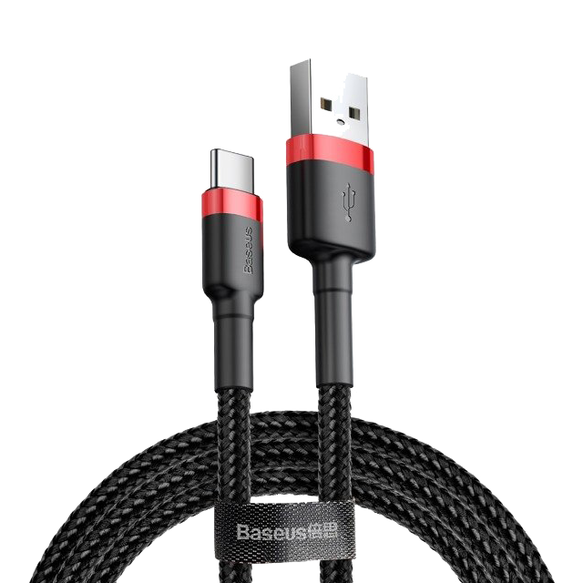 Nylonowy kabel USB-A - USB-C Baseus Cafule Quick Charge 3.0 2A 2m Czarno-czerwony