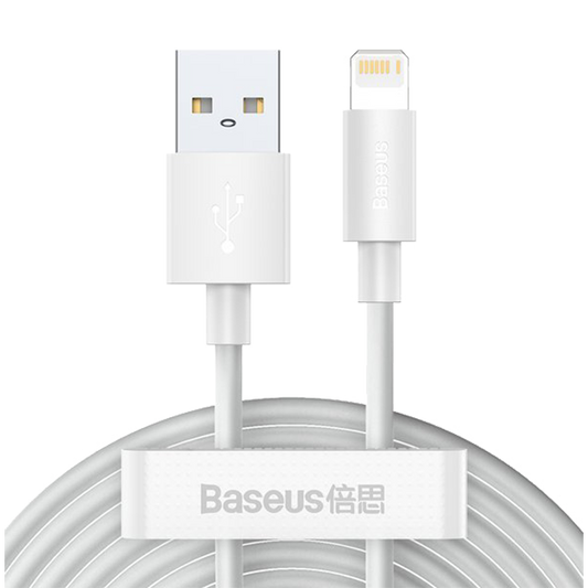Kabel USB-A Lightning Baseus Simple Wisdom 2.4A 1.5m Biały (2-pack)