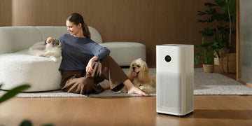 Oczyszczacz Xiaomi w salonie ze zwierzętami