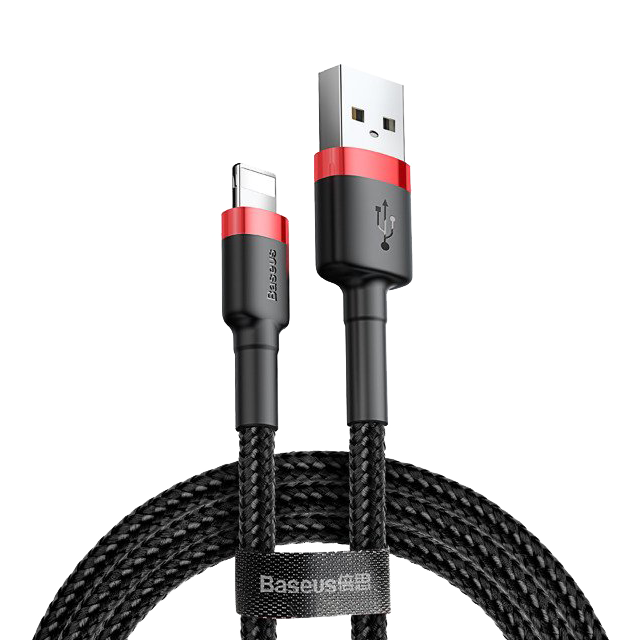 Kabel USB-A Lightning Baseus Cafule 2.4A 0.5m Czarno-czerwony