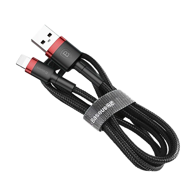 Kabel USB-A Lightning Baseus Cafule 1.5A 2m Czarno-czerwony