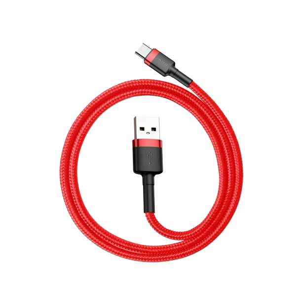 Nylonowy kabel USB-A - USB-C Baseus Cafule Quick Charge 3.0 3A 0.5m Czerwono-czarny
