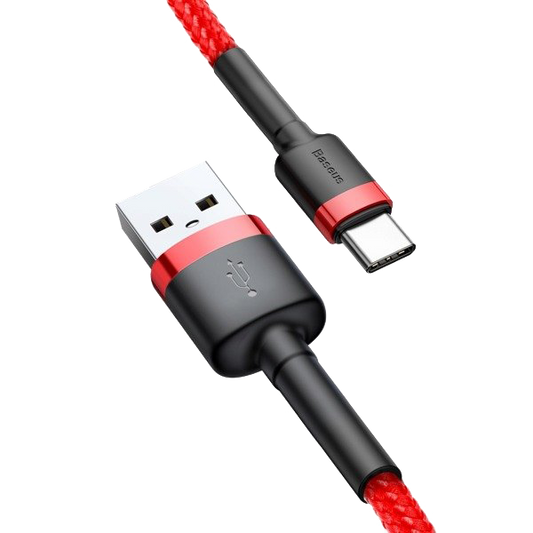 Nylonowy kabel USB-A - USB-C Baseus Cafule Quick Charge 3.0 3A 0.5m Czerwono-czarny