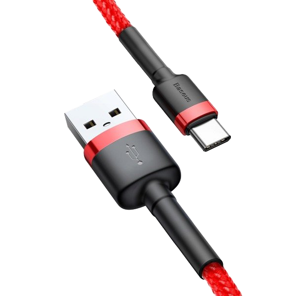 Nylonowy kabel USB-A - USB-C Baseus Cafule Quick Charge 3.0 3A 0.5m Czerwono-czarny