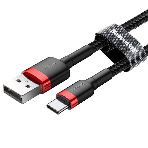 Nylonowy kabel USB-A - USB-C Baseus Cafule Quick Charge 3.0 3A 0.5m Czarno-czerwony