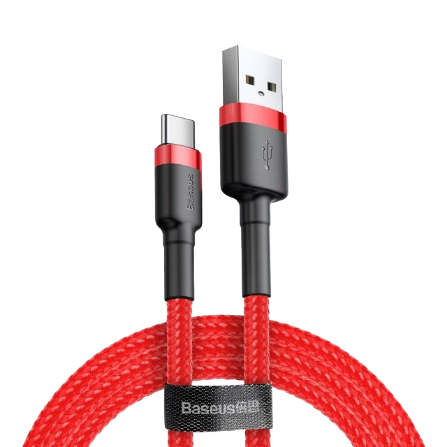 Nylonowy kabel USB-A - USB-C Baseus Cafule Quick Charge 3.0 3A 1m Czerwono-czarny