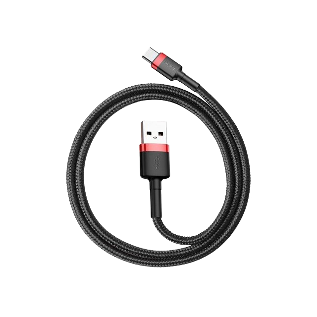 Nylonowy kabel USB-A - USB-C Baseus Cafule Quick Charge 3.0 3A 1m Czarno-czerwony