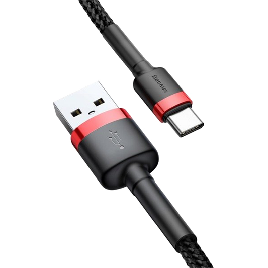 Nylonowy kabel USB-A - USB-C Baseus Cafule Quick Charge 3.0 3A 1m Czarno-czerwony