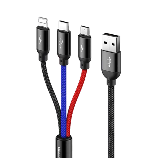Kabel USB-A - Lightning, Micro, USB-C Baseus Three Primary Colors 3w1 1.2m